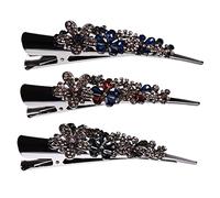 Beaupretty 3pcs Rhinestone Alligator Clips Fashion Hairpins for Women Vintage Crystal Hair Clamps Blue Grey and Rainbow Colors Elegant Hair Accessories for All Hairstyles