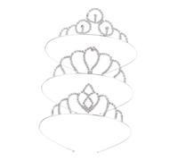 Beaupretty 3Pcs Rhinestone Crown Tiara for Brides Luxurious Wedding Headpiece Elegant Bridal Hair Accessories for Photography Cosplay Special Events