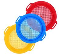 Beaupretty 3PCS Sand Sieve Set for Portable Sand Sifting Pans Yellow Red Blue for Summer and Creative Fun