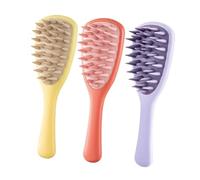 Beaupretty 3pcs Scalp Massage Hair Brush with Coarse Silicone Bristles Extended Handle Self Cleaning Detangling Paddle Comb for Women Relieves Tension and Cleanses Scalp for Curly and Fine