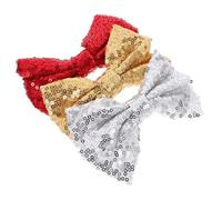 Beaupretty 3pcs Sequin Hair Bow Clips for Girls Glitter Butterfly Knot Hair Accessories for Little Girls in Red Gold Silver