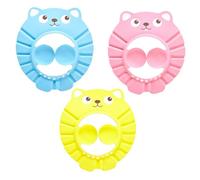 Beaupretty 3pcs Shower Caps for Boys and Adjustable Cartoon Mouse Bathing Hats with Ear Protection Lightweight Hair Wash Shields in Pink Yellow Blue for Shampoo and Bath
