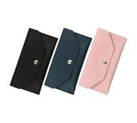 Beaupretty 3pcs Simple Solid Long Pu Leather Coin Purse Card Case Women Cash Wallets Money Envelopes for Budget Organizers for Cash