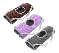 Beaupretty 3pcs Small Animal Hammock Set for Ferret, Guinea Pig and Hamster Cage - Hanging Tunnel Bed Cozy Warm Swing, Multi-color Gray Purple Coffee for Pet Cage Habitat