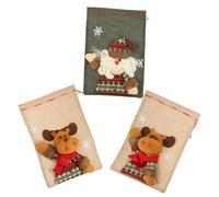 Beaupretty 3Pcs Small Christmas Drawstring Bags with Festive Cartoon Characters Xmas Party Favor Gift Packaging Sacks for Treats and Presents Classic Holiday Decoration Gift Bags