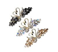 Beaupretty 3pcs Sparkly Swan Hair Clips Rhinestone Crystal Elegant Clips for Ponytail Vintage Wedding Hair Accessories for Women Girls