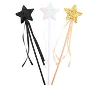 Beaupretty 3Pcs Star-shaped Fairy Wands for Decorative Lightweight Rods in Gold Pink White Black Safe Material for Birthday Parties Halloween Cosplay Dress-up and Stage Plays