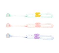 Beaupretty 3pcs Three Sided Toothbrush for Soft Bristle Design with Bowknot Decoration Comprehensive Oral Care for Engaging and Gentle Brushing Experience Pink Purple and Green