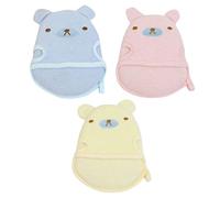 Beaupretty 3pcs Toddler Soap Foaming Mitts Cartoon Shower Gloves Baby Bathing Scrubbers Cotton Crystal Velour Material Removes Grease Dead Skin Cells for Bath and Shower