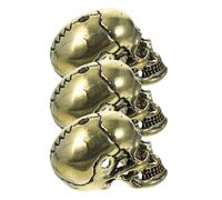 Beaupretty 3pcs Vintage Brass Skull Keychain Charm Set, Lightweight Gothic Skull Pendant Ornaments with Versatile Decoration for Car and Gifting, Retro Halloween Style Accessories