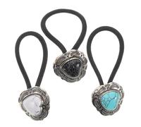 Beaupretty 3pcs Vintage Metal Hair Ties with Turquoise Beads Elastic Ponytail Holders for Women and Girls Retro Bohemian Style Hair Accessories for Western Ponytails and Everyday Use