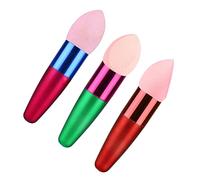 Beaupretty 3pcs Wet and Dry Makeup Sponges for Foundation Versatile Egg Puff Cosmetic Applicators Red Rosy and Green Blending Reusable and Easy to Clean