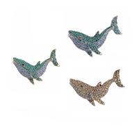Beaupretty 3Pcs Whale Shape Brooch with Rhinestones Alloy Pin for Women Men Adorable Ocean Animal Collar Decoration for Dress Bag Sweater Accessories
