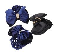 Beaupretty 3pcs Women Bowknot Hair Bun Cover Net Barrette Accessories for Hotel Staff and Office Workers Elegant Hair Decor for Professional Settings