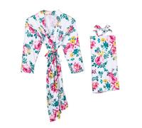 Beaupretty 3pcs Women Maternity Nursing Robe with Blanket and Headband Breathable Cotton Sleepwear for Pregnant and Nursing Moms Floral Print Loose Fit Pajamas for Home Relaxation