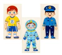 Beaupretty 3Pcs Wooden Occupational Cognition Puzzle Interactive Educational for Parent Bonding and Cognitive Development for Birthdays and Christmas