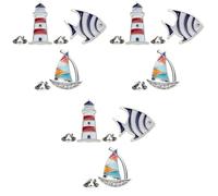 Beaupretty 3sets Navy Style Brooch Cartoon Tropical Fish Sailboat and Lighthouse Alloy Pins for Women Multi Purpose Decorative Breastpins for Weddings Parties and Daily Wear 3pcs*3