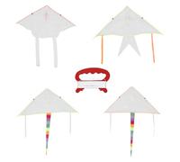 Beaupretty 4 Pack Diy Blank Kite Kit for Kids with Swivel Lines White Polyester Plain Kites for Painting and Creative Outdoor Activity Easy to Fly Summer Toy for Children