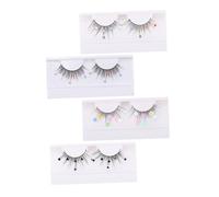 Beaupretty 4 Pairs Colored Glitter False Eyelashes with Butterfly and Heart Sequins Long Thick Fake Lashes for Women Party Date Club Salon Use Eye Catching Makeup