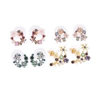 Beaupretty 4 Pairs Floral Ear Studs for Women Lightweight Retro Earrings with Silver and Copper Fashionable Mixed Style Jewelry Elegant Appearance