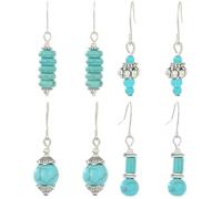 Beaupretty 4 Pairs Turquoise Drop Earrings for Women of Retro Hook Dangle Jewelry for Parties and Daily Wear Boho Style for Festivals