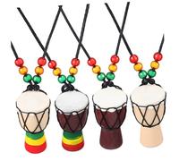 Beaupretty 4 Pcs African Drum Pendants Unique Mini Djembe Charms for DIY Jewelry Safe to Wear Instrument Accessories for Necklaces Key Chains Handcrafted Decorative Charms
