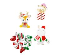 Beaupretty 4 pcs Christmas Brooch Pins Metal Decorative Suit Hat Clothing Pins for Women Men Cute Cartoon Red Enamel Lapel Xmas Accessories Gift
