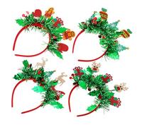 Beaupretty 4 Pcs Christmas Headband for Women and Lightweight Festive Reindeer and Gingerbread Man Hairbands with Glitter Tassels Comfortable Holiday Party Accessories for Winter Xmas and