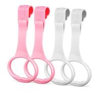 Beaupretty 4 Pcs Cot Hanging Rings for Plastic Pull Up Rings Walking Training Tool for Motor Skill Development Easy to Install Playpen Accessories White and Pink
