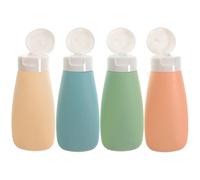 Beaupretty 4 Pcs Leakproof Portable Silicone Travel Bottles Set 60ml Refillable Toiletry Containers with Assorted Colours and Storage Bag for Travel Or Handbag Random Color