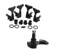Beaupretty 4 PCS Sealed Acoustic Bass Guitar Tuning Pegs Keys Lr with Mounting Screws Ferrules Bushings for Electric String Bass Guitar Replacement Black Half Round