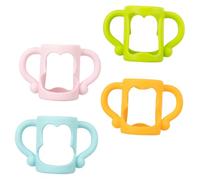 Beaupretty 4 pcs Silicone Bottle Handles Grip for Bottles Non-Slip Soft Sleeve Comfortable Ergonomic Design in Pink Blue for Easy Holding
