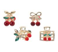 Beaupretty 4 Pcs Sparkly Rhinestone Cherry Hair Clips for Women, Small Crystal Fruit Claw Barrettes, Cute Dangling Hair Accessories for Half-up and Everyday Styles