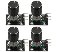 Beaupretty 4 Set Rotary Encoder Module with Metal Threaded Shaft and Push Button, 5-pin Panel Mount Rotary Knob Encoder for Rapid Prototyping and Electronics Learning Kits