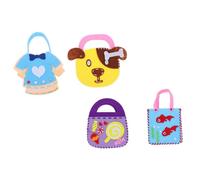 Beaupretty 4 Sets DIY Non Woven Fabric Tote Bag Making Kit for Handcrafted Small Handbag Craft Supplies with Cute Dog Clothes Candy Fish Designs Portable and Material for Creative Play