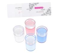 Beaupretty 4 Sets Transparent Silicone Nail Art Stampers with Caps DIY Manicure Nail Stamping Tools Lightweight Durable for Home Designs