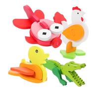 Beaupretty 4 Sets Wooden Animal Puzzle for Preschoolers Educational Recognition and Shapes Learning Fine Motor Skill Development with Bright Chick Duck Goldfish Models