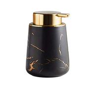 Beaupretty 400Ml Ceramic Pressure Lotion Bottle Refillable Pump Dispenser for Hand Soap Liquid Soap Travel Use Marbling Black