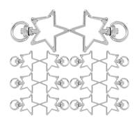 Beaupretty 40Pcs Star Shape Swivel Lobster Clasp Snap Hook with Key Rings for Crafting Bags Lanyards and Keychains Silver Colour