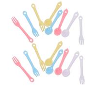 Beaupretty 40set Miniature Plastic Utensils Set for Dollhouse Colorful Tiny Forks Spoons Compact Tableware for Creative Play Educational Tool for Learning Dining Etiquette and Mini House