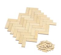 Beaupretty 48pcs Miniature Bamboo Dollhouse Flooring Easy Install Rectangular Wood Grain Panels for Tiny House Decor for DIY Home Building Accessories