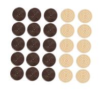 Beaupretty 48pcs Round Wooden Checkers Lightweight Game Accessory for Ludo Board Games Stacking Design Light Dark Brown Develops Intelligence Logical Thinking