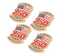 Beaupretty 4pcs 250th Anniversary Usa Flag Lapel Pins Set, Patriotic Veteran Day Brooches for Memorial Day and Fourth of July, American Souvenir Badge Collection