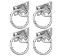 Beaupretty 4pcs 304 Stainless Steel Heavy Duty Ceiling Hooks with Ring and Square Wall Mount, M5 Eye Plate Hangers for Sandbag and Gate Hanging, Industrial Over-The-Door Fixing Hardware