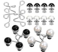 Beaupretty 4pcs Adjustable Waist Buckle Extender Set No Sew with Pearl Simulation Buttons Large Size for Jeans Pants Skirts, Black and White, Pants Clips for Waist Adjustment