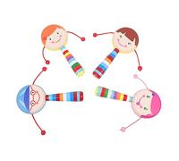 Beaupretty 4Pcs Adorable Wooden Rattle Drum Educational for Interactive Playthings for Enhance Hand Eye Coordination and Parent Communication Mixed Styles