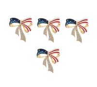 Beaupretty 4pcs American Flag Bow Brooch Pin for Men Women Rhinestone Metal Design Stylish Independence Day Accessory Portable Versatile Fashion Jewelry
