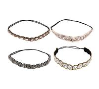 Beaupretty 4Pcs Beaded Rhinestone Headbands for Women Vintage Elastic Hairbands Elegant Hair Accessories with Rustic Texture and Comfortable Fit