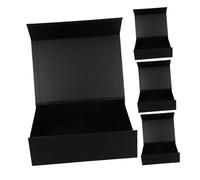 Beaupretty 4pcs Black Magnetic Closure Boxes Present Storage Box for Weddings Birthdays Groomsmen Proposals Cardboard Packaging