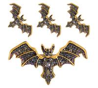 Beaupretty 4pcs Black Rhinestone Bat Brooches, Vintage Halloween Gothic Vampire Pins with Zinc Alloy Material and Stable Garment Fastening, for Daily Dark-style Garment Collocation